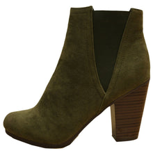 Breckelle's Women's Sueded Elastic Panel Inner Zip Chunky Heel Bootie