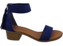 Top Moda Women's Tassel Fringe Zip Back Block Heel Sandal