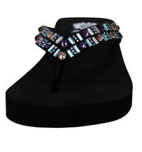 Yellow Box Women's Tutsi Rhinestone Comfort Foam Wedge Flip Flop Sandal