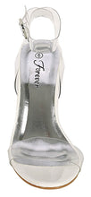 Womens Lucite Clear Cinderella Block Heel Transparent Sandal Slides-Sandals