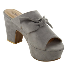 Nature Breeze Women's Knot Peep Toe Platform Chunky Stacked Heel Mule Sandal