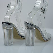 Womens Lucite Clear Cinderella Block Heel Transparent Sandal Slides-Sandals