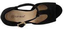 Top Moda Women's Peep Toe T-Strap Buckle Platform High Heel Sandal