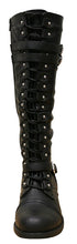 Cambridge Select Women's Strappy Lace-Up Knee High Combat Stacked Heel Boot