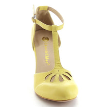 Chase & Chloe Kimmy-36 Women's Teardrop Cut Out T-Strap Mid Heel Dress Pumps