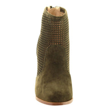 Chase & Chloe EC48 Women's Laser Cut Out Back Zipper Mid Stacked Ankle Booties