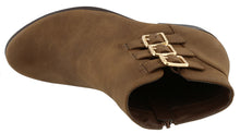 Top Moda Women's Closed Toe Strappy Buckle Chunky Stacked Heel Ankle Bootie
