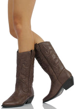 Soda Women's Reno Western Cowboy Pointed Toe Knee High Pull On Tabs Boots