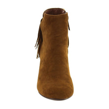Breckelles GK88 Women Faux Suede Fringe Chunky Heel Ankle Boot