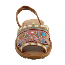 Nature Breeze FI12 Women's Slip On Embroidered Peep Toe Flat Sandals