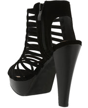 Top Moda EH44 Women's Strappy Caged Gladiator Zipper Block Ankle Booties Heels