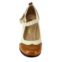 Chase & Chloe Dora-2 Women's Round Toe Two Tone Mary Jane Pumps