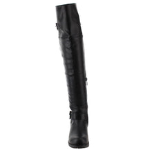 NATURE BREEZE FE58 Women's Buckle Strap Ribbed Over The Knee Riding Boots