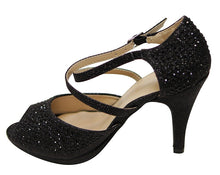 Bella Marie Shania-1 Women's peep toe rhinestone glitter crossing strap dance sandals