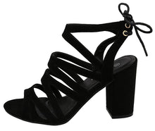 Top Moda Women's Cutout Tie Back Stacked Chunky Platform Heel Sandal