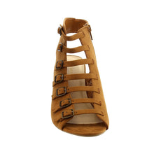 City Classified Women's Strappy Buckle Open Toe Chunky Stacked Heel Ankle Bootie