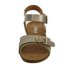 Refresh IE26 Women's Metallic Buckle Ankle Strap Flat Beach Sandal