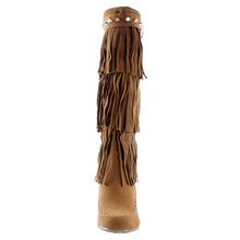 Nature Breeze Womens Bridget Knee High Moc-Toe Wedge Boots