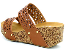 Refresh Footwear Women's Slip On Laser Cut Platform Sandal