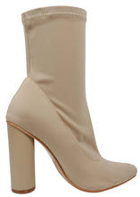 Cape Robbin Women's Pointy Toe Lycra Elastic Pull on Ankle Bootie Heel Boot