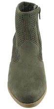 City Classified Women's Weezie Perforated Faux Suede Cowboy Low Stacked Heel Ankle Booties