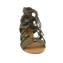 Soda Women's Open Toe Lace Up Strappy Ankle Flat Sandals