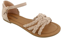 Top Moda Women's Braided Strappy Flat Sandal