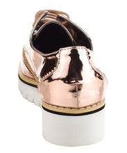 Cape Robbin Women's Fashion Patent Metallic Leather Lace Up Platform Oxford Sneakers Shoes