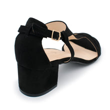 Nature Breeze - Women's T-strap Cutout Side Block Heel Dress Sandals, Trendy Shoes 4 Her