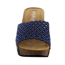 Refresh IE86 Women's Rhinestone Studded Slip On Platform Wedge Sandal