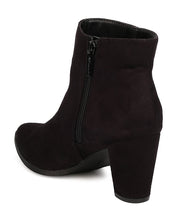 Breckelles GA93 Women Faux Suede Pointy Toe Chunky Heel Bootie