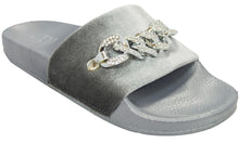 Betani Women's Chain Link Velvet Slip On Slide Sandal