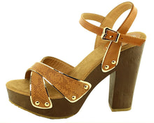 Refresh Footwear Women's Snake Print Metallic Crisscross Platform Sandal
