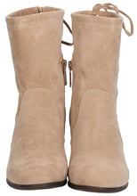 Breckelle's Women's Closed Toe Back Tie Drawstring Mid-Calf Block Heel Boot