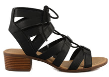 City Classified Mousse Strappy Lace Up Low Heel Sandal