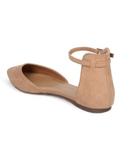 Breckelles CB06 Women Mixed Media Pointy Toe Ankle Strap d'Orsay Flat