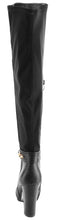 Refresh Footwear Women's Over the Knee Buckle Chunky Stacked Heel Dress Boot