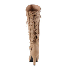 Top Moda PAGE-65 Women's Knee High Round Toe Lace-up Slouched High Heel Boots