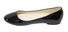 Bella Marie Stacy-11 Women's round toe patent leather slip on boat ballet flat shoes