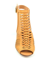 Chase & Chloe Brian-1 Women's Cutout Weave Ankle Strap Chunky Heel