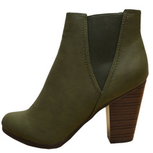 Breckelle's Women's Elastic Panel Inner Zip Chunky Heel Bootie