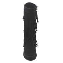Refresh AD38 Women's Fringe Moccasin Flat Heel Zipper Under Knee High Boots