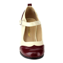 Chase & Chloe Dora-2 Women's Round Toe Two Tone Mary Jane Pumps
