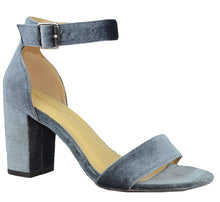 Chase & Chloe Women's Velvet Stacked Chunky Heel Strappy Platform Sandal