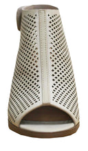 Cambridge Select Women's Laser Cut Slingback Stacked Heel Pump Bootie