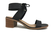 City Classified Women's Dress Sandal Chunky Heel Over Toe & Ankle Wrap Tie Front Strap