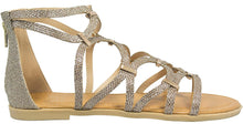 BF Betani Women's Metallic Glitter Cutout Gladiator Flat Sandal