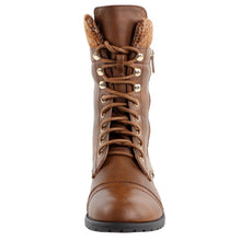 Forever Link Womens Mango-31 Round Toe Military Lace Up