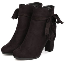 Breckelle's Women's Wrap Around Bow Chunky Stacked Wrapped Heel Ankle Bootie