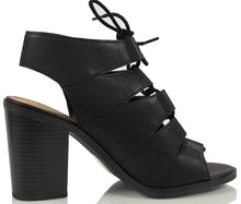 Soda Women's Quince Faux Leather Peep Toe Lace Up Gladiator Slingback Open Back Ankle Boot
